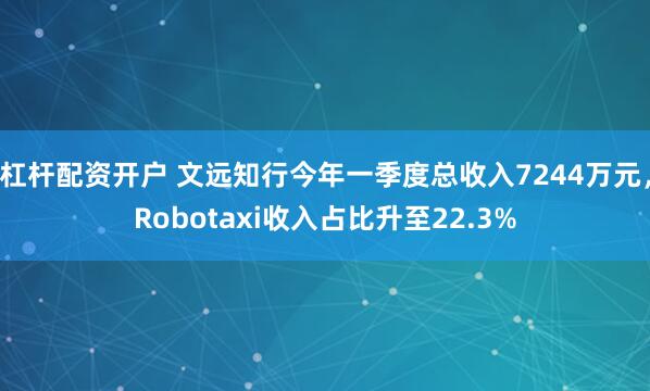 杠杆配资开户 文远知行今年一季度总收入7244万元，Robotaxi收入占比升至22.3%