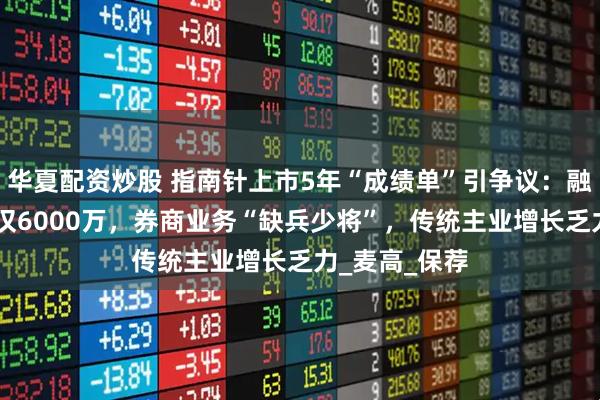 华夏配资炒股 指南针上市5年“成绩单”引争议：融资32亿分红仅6000万，券商业务“缺兵少将”，传统主业增长乏力_麦高_保荐